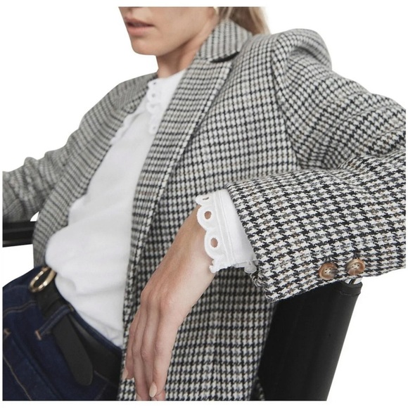 WITCHERY - houndstooth tort khaki fully lined jacket. - Picture 9 of 9